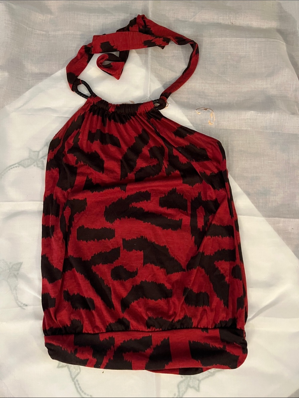 Red and Black Halter Top - Women's Fashion
